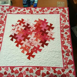 Quilted Heart Table Cover/ wall hanging image 2