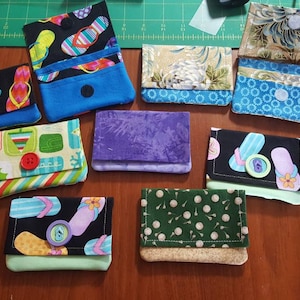 Cartera para tarjetas de crédito hecha a mano en tela