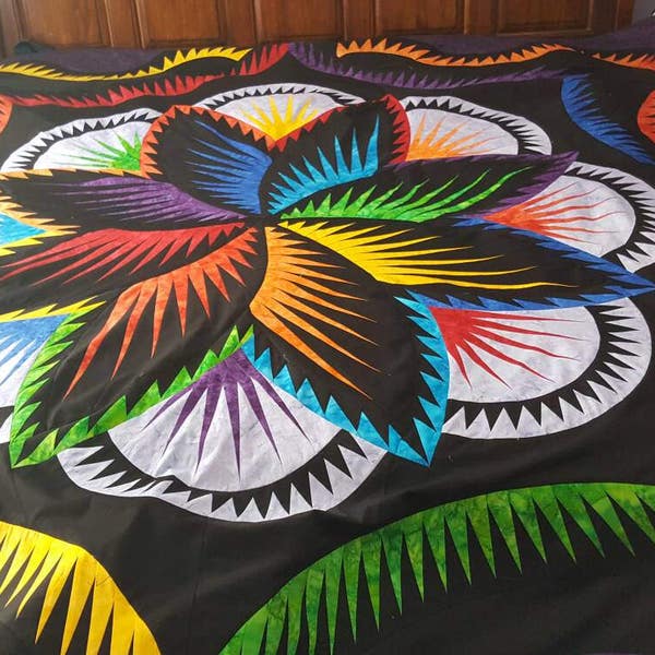 Judy Niemeyers Rainbow Hosta Quilt Top