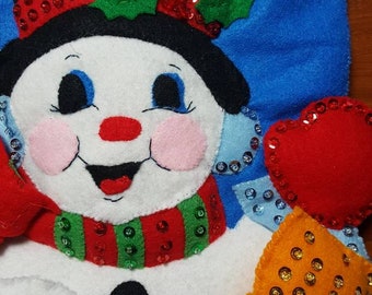 Stuffed Snowman Felt Stocking