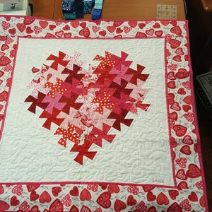 Quilted Heart Table Cover/ wall hanging image 1