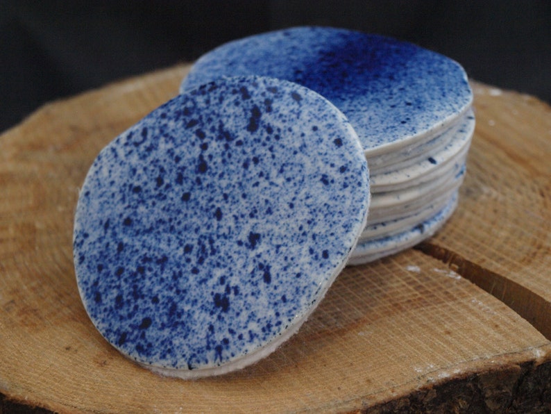 Porcelain Coasters blue Splatter