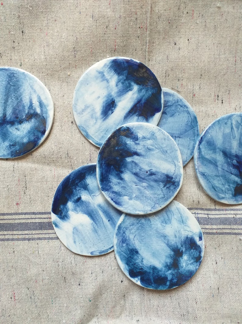 Porcelain Coasters blue image 4