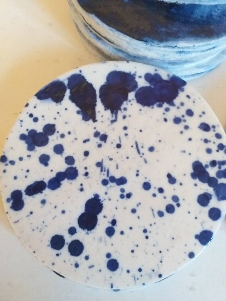 Porcelain Coasters blue Bold splash