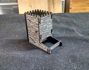Castle design, stone finish w/optional coat of  arms -- Knock Down Dice Roller / Tower