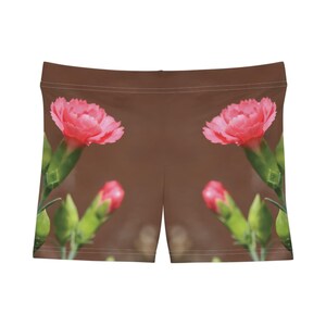 Pretty in Pink Carnation Damen Shorts - Bequemer Sommer, Strandkleidung, Yoga Shorts, Festivals