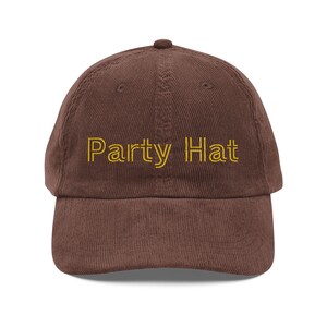 Corduroy Party Hat | Embroidered Corduroy Hat, Retro Style Hat, Corduroy Cap