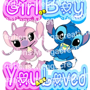Boy or girl you are loved,baby gender reveal, stitch or angel, gender of the keeper