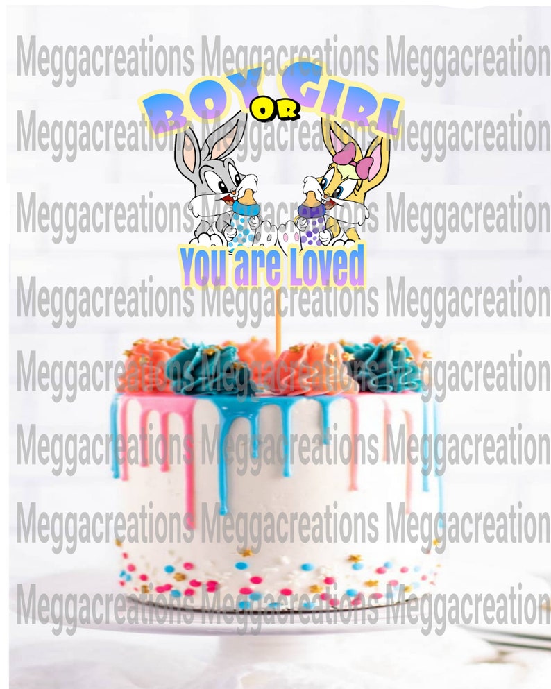 Bugs Bunny Baby and Lola Gender Reveal Cake Topper Etsy