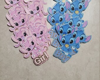 Stitch Inspired Gender Reveal Pins -team  Boy Or team Gril - Babyshower