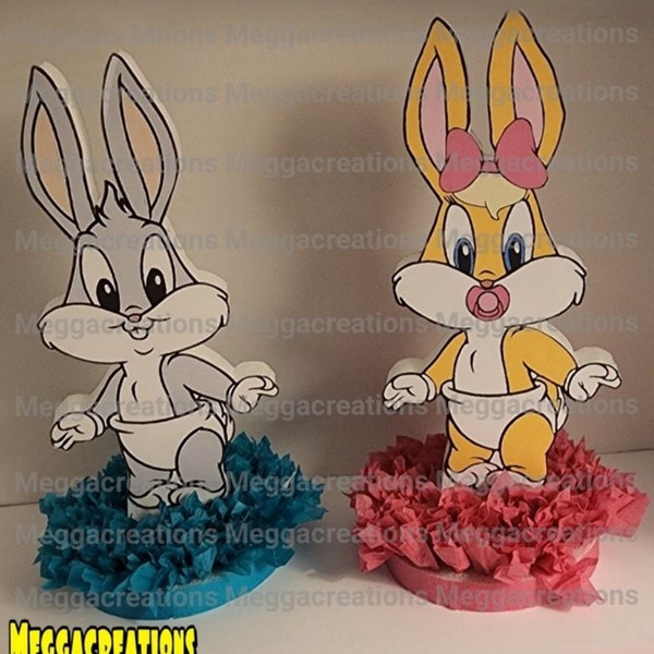 Bugs bunny or lola bunny gender revel decoration babyshower 12"