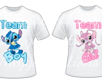 Team boy or Girl gender reveal stitch or angel
