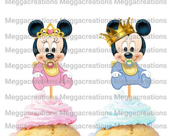 Mickey and Minnie cupcake topper princess prince