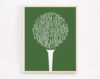 Custom Golf Nursery Art, Personalized Baby Boy Golf Print, Golf Baby Birth Stats Print, Golf Nursery Decor, Golf Baby Gift, Sports Nursery