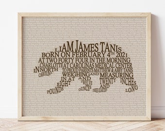 Personalized Woodland Animal Nursery Art, Baby Boy Birth Stats Print, Bear Nursery Wall Art, Hunting Gift for New Baby, Woodland Baby Name