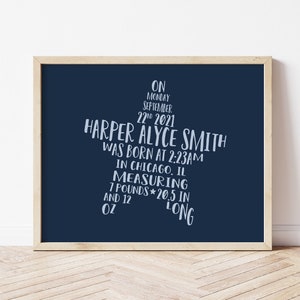 Star Nursery Decor, Space Nursery Art, Personalized Baby Birth Stats Print, Printable Star Nursery Art, Celestial baby art, Star Baby Gift