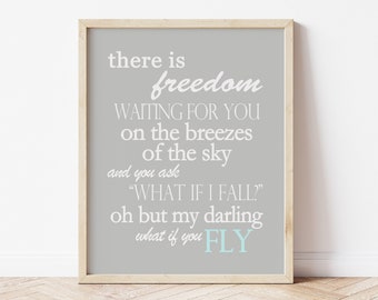 What if you Fly Inspirational Quote Wall Art, Erin Hanson Quote, Graduation Gift, Nursery Quote, Courage Quote, Butterfly Bird Nursery Art