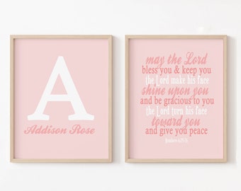 May the Lord Bless You Nursery Art, Numbers 6 24 Nursery Print, Christian Nursery Decor, Bible Verse Wall Art, Personalized Baptism Gift