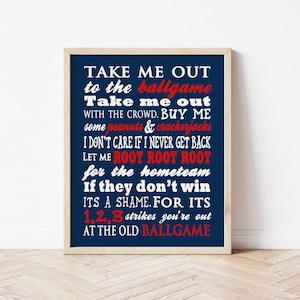 Take Me Out to the Ballgame Kids Wall Art, Baseball Nursery Art, Baseball Room Decor, Baby Boy Sports Nursery Decor, Baseball Baby Shower