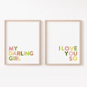 My Darling Girl I Love You So, Citrus Nursery Decor, Baby Girl Nursery Art, Lemon Baby Shower Decor, Citrus Nursery Theme Printable Wall Art