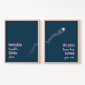 Twinkle Twinkle Little Star Nursery Print, Gender Neutral Space Themed Nursery Decor, Girl Star Nursery Art, Baby Boy Moon and Star Wall Art