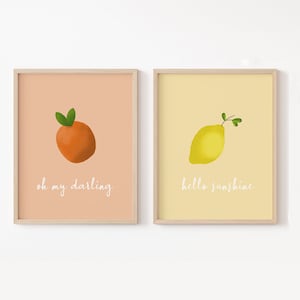 Fruit Nursery Wall Art, Citrus Nursery Decor,  Hello Sunshine Lemon Kids Print, Clementine Nursery Art, Oh My Darling Clementine Baby Shower