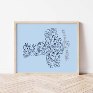 Airplane Nursery Decor, Personalized Baby Boy Prop Plane Birth Announcement Wall Art, Baby Birth Stats Print, Airplane Nursery Art Baby Gift