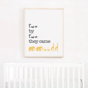 Twin Nursery Decor, Two by Two They Came Twin Wall Art, Boy Girl Twin Nursery Art, Twin Baby Gift, Twin Announcement Sign, Gift for Twins image 2