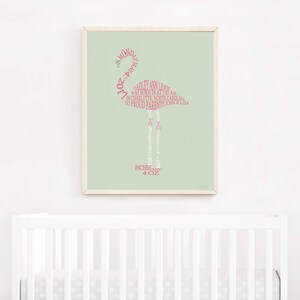 Flamingo Nursery Decor, Baby Birth Stats Wall Art, Flamingo Nursery Art, Personalized Flamingo Baby Gift, Baby Girl Tropical Nursery Print image 5