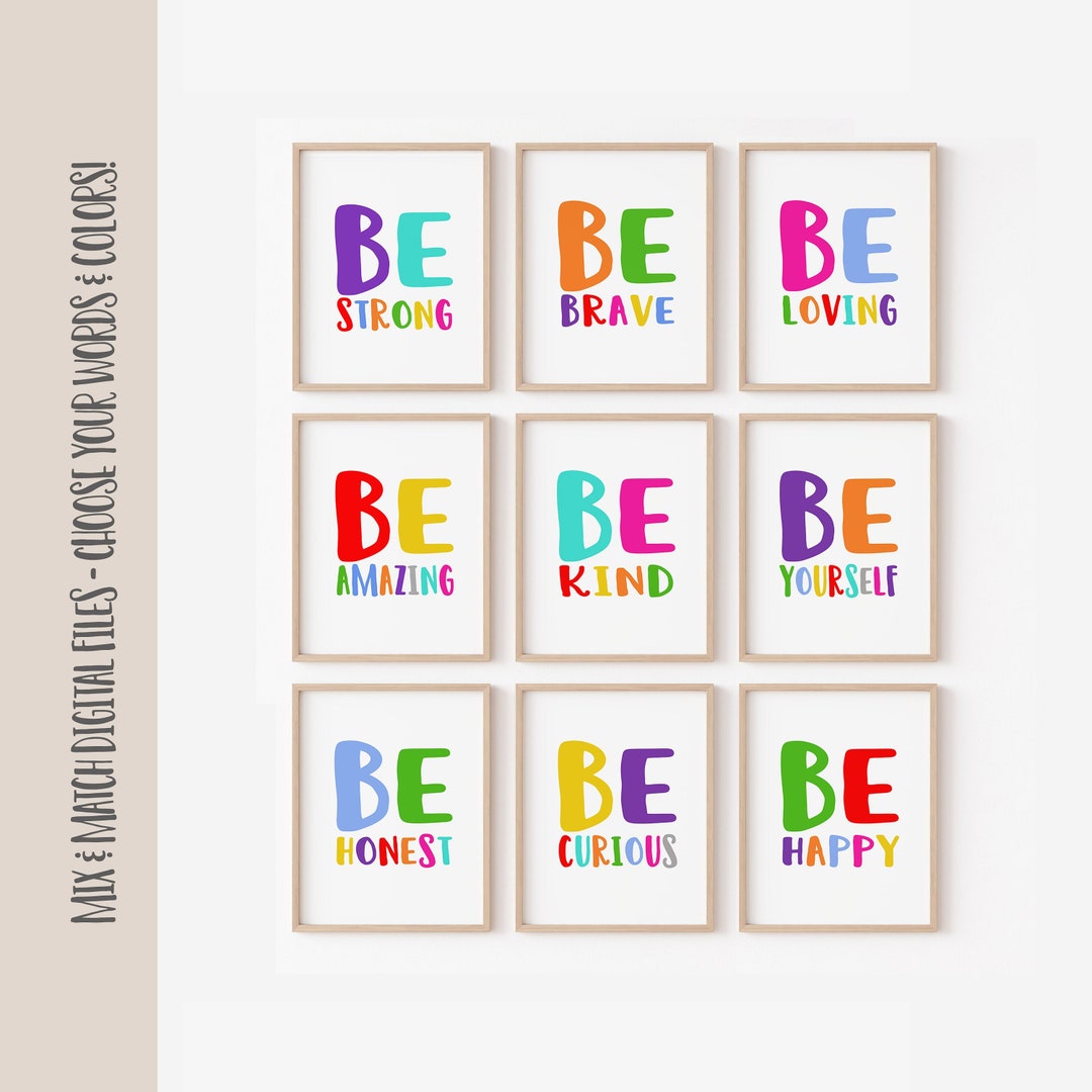 Inspirational Kids Wall Art, Be Kind Wall Art Printables, Classroom