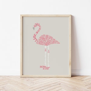 Flamingo Nursery Decor, Baby Birth Stats Wall Art, Flamingo Nursery Art, Personalized Flamingo Baby Gift, Baby Girl Tropical Nursery Print image 6