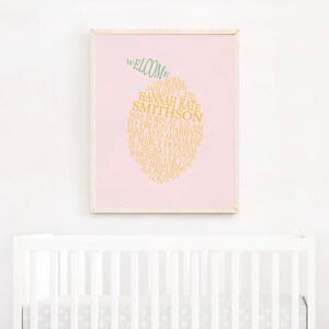 Lemon Nursery Wall Art, Baby Birth Stats Print, Baby Girl Citrus Nursery, Custom Lemon Nursery Decor, Personalized Baby Gift image 2