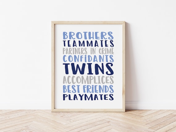 Twin Boy Nursery Art, Twin Brothers Print, Twin Nursery Decor, Twin Boys Nursery Decor, Gift for Twin Boys, Twin Boy Baby Shower Decor