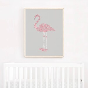 Flamingo Nursery Decor, Baby Birth Stats Wall Art, Flamingo Nursery Art, Personalized Flamingo Baby Gift, Baby Girl Tropical Nursery Print image 3