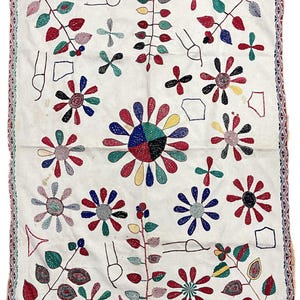 Vintage Nakshi Kantha Quilt | Handmade Cotton Throw Blanket | Hand Stitchs Boho Bedspread | Reversible Indian Quilt | Antique Kantha Bedding
