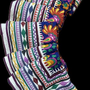 Exclusive Antique Indian Kantha & Kutchi Rabari Applique Quilt Throw, Recycled Cotton Blanket, Boho Decor, Tribal Vintage Art Textile