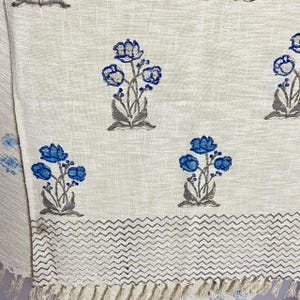 Handmade Floral Block Print Throw Blanket, Boho Handloom Cotton Sofa Couch Coverlet, Bohemian Bedspread, Gift for Her, Vintage Home Decor