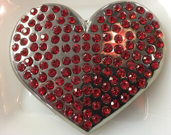 Heart Small Red Bling Belt Buckle