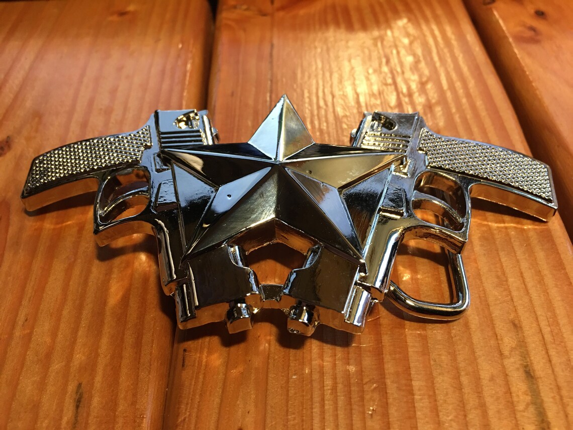 2 Guns & Star Badge Belt Buckle Etsy