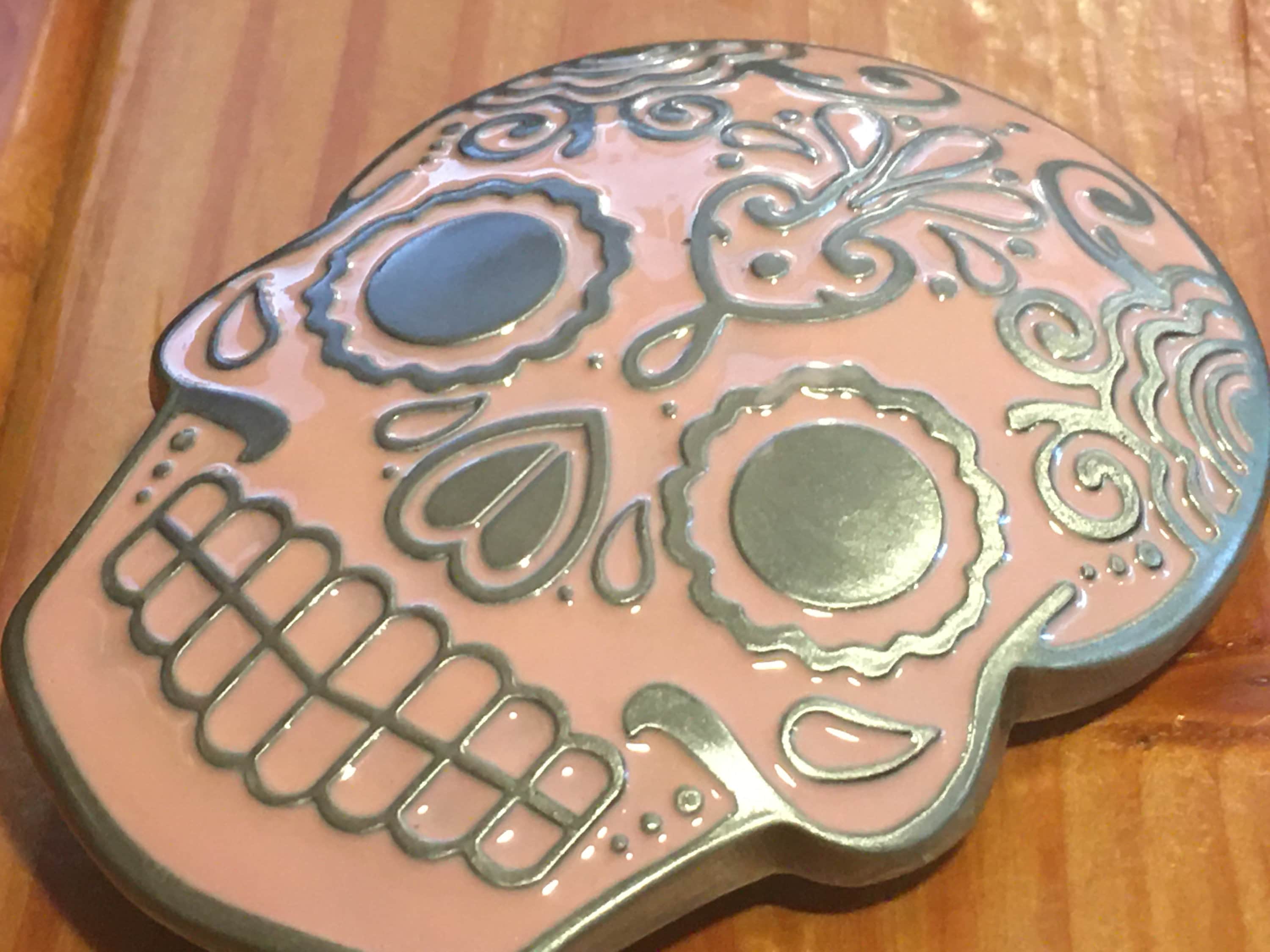 Mexican Katrina Belt Buckle Pink