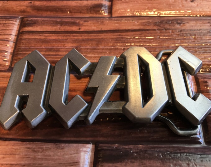 AC/DC Belt Buckle W/ Lightning Bolt ( You've Been Thunderstruck ) - Etsy