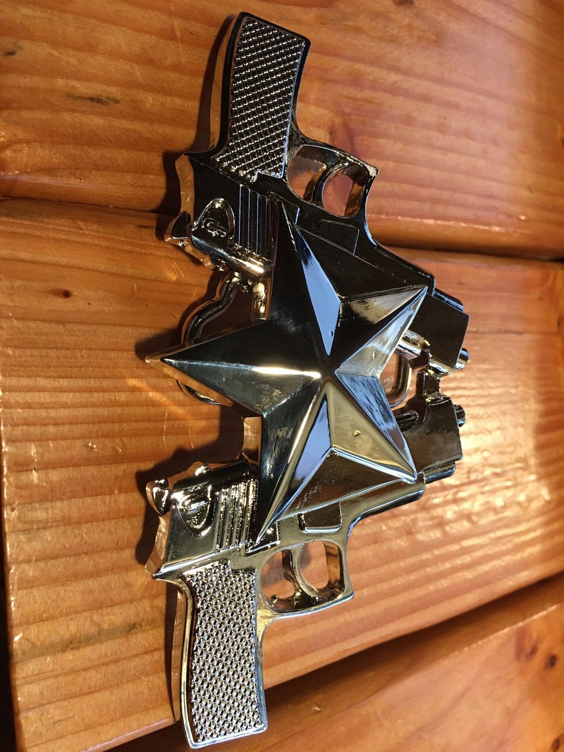 2 Guns & Star Badge Belt Buckle Etsy