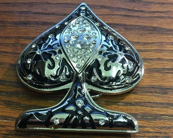 Rhinestone Spade Bling Belt Buckle
