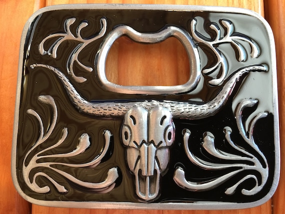 Longhorn Bottle Opener Belt Buckle Etsy