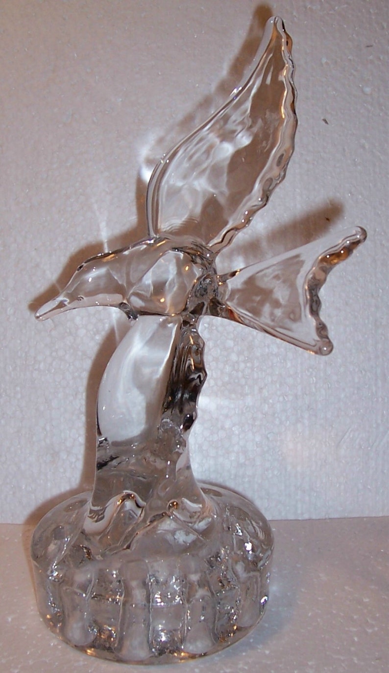 Vintage American Cambridge Crystal Glass Seagull Flower Frog Etsy