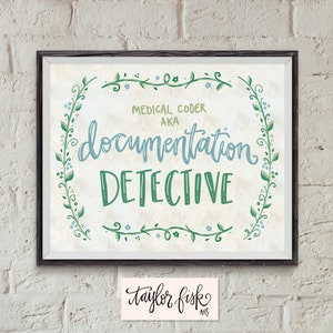 Medical Coding Printable Art Digital Download Documentation Detective