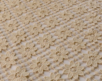 2 SIDE SCALLOPED EDGE 100/% COTTON GUIPURE LACE FABRIC SMALL VINTAGE FLOWER