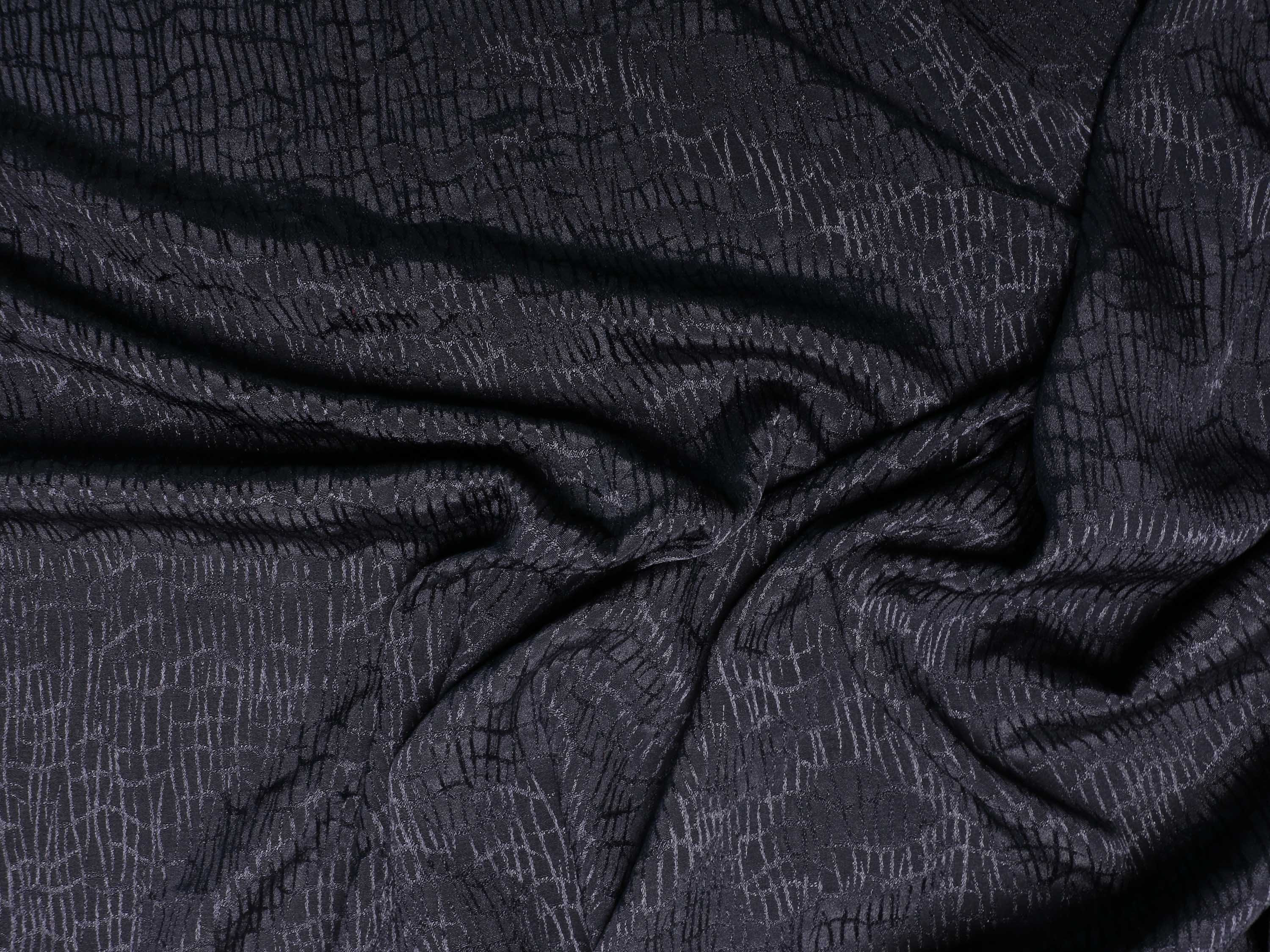 Crepe De Chine fabric Abstract jacquard design Black Etsy