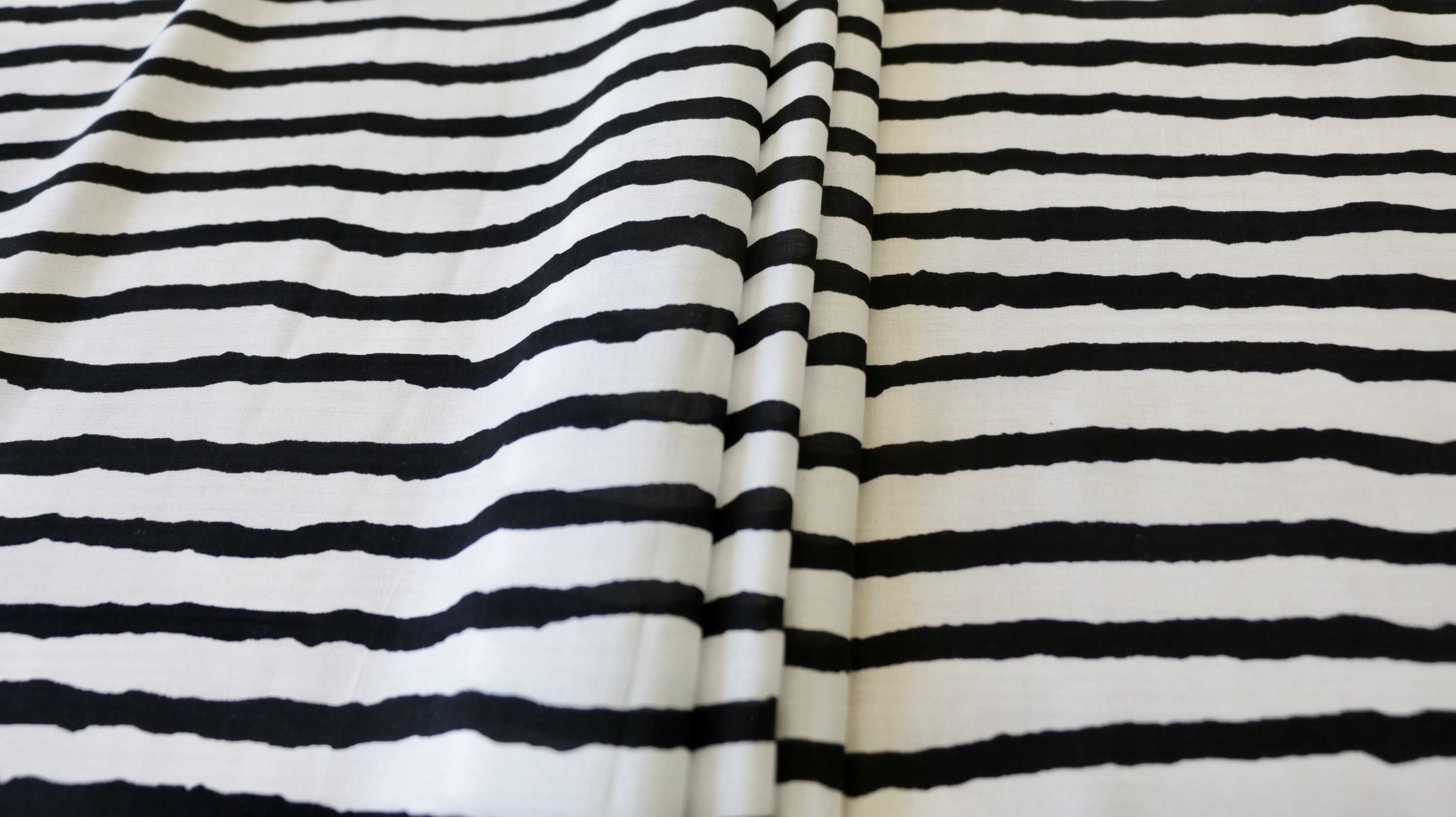 VISCOSE LAWN FABRIC Stripe Design Black & off white | Etsy