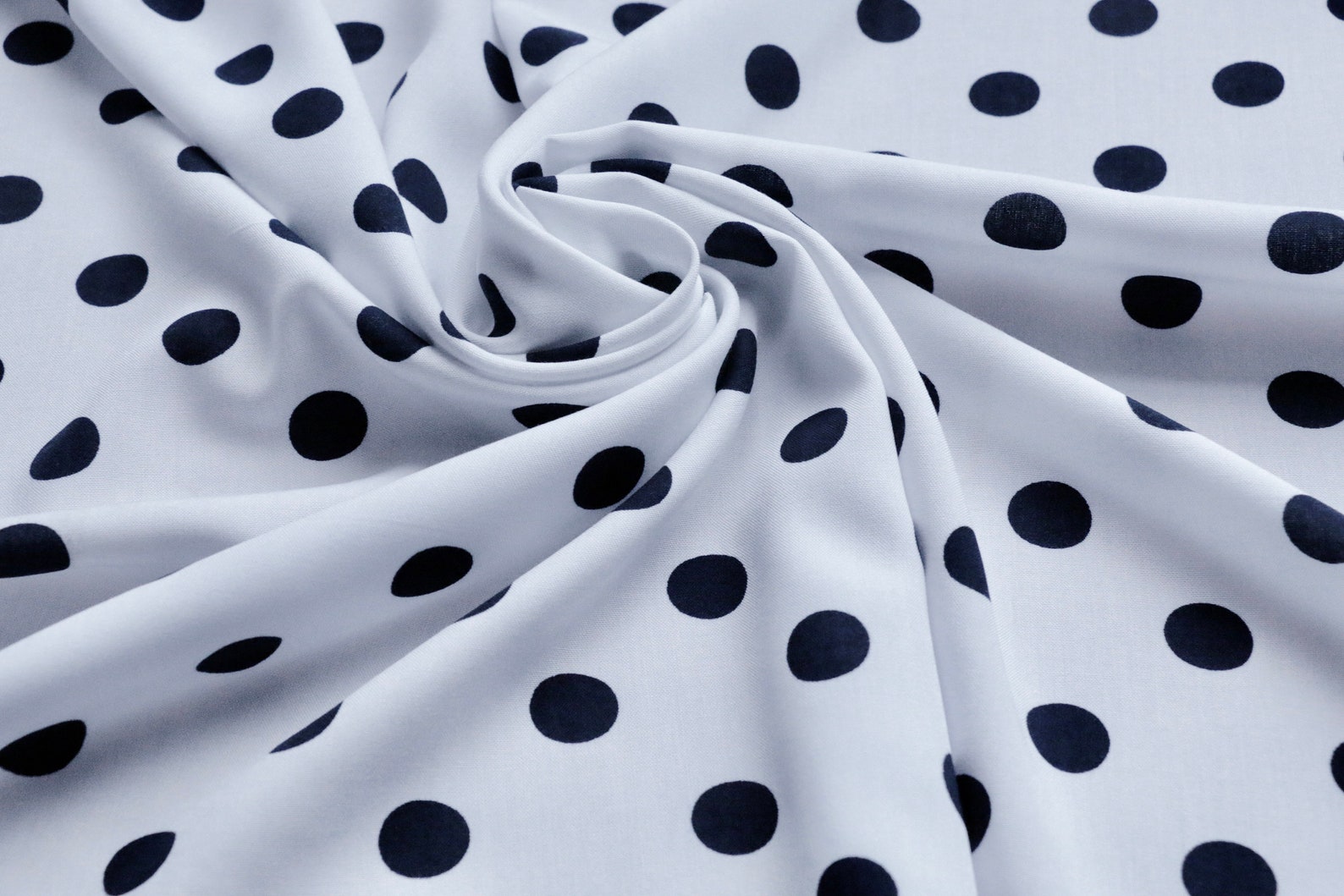 VISCOSE CHALLIS FABRIC Polka dot design Offwhite and navy Etsy